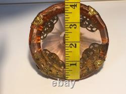 Vintage Heinrich Hoffmann art deco Czech bohemian perfume bottle pink glass