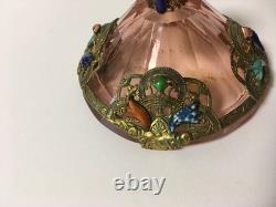 Vintage Heinrich Hoffmann art deco Czech bohemian perfume bottle pink glass