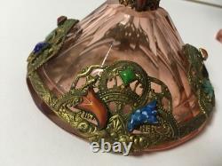 Vintage Heinrich Hoffmann art deco Czech bohemian perfume bottle pink glass