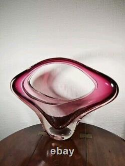 Vintage Huge XXL 1970's Art Glass UV Sensitive Cased Sommerso Centrepiece Vase