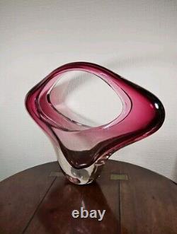 Vintage Huge XXL 1970's Art Glass UV Sensitive Cased Sommerso Centrepiece Vase