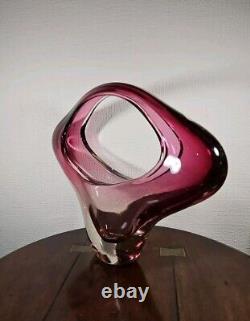 Vintage Huge XXL 1970's Art Glass UV Sensitive Cased Sommerso Centrepiece Vase