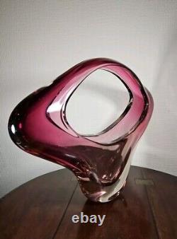 Vintage Huge XXL 1970's Art Glass UV Sensitive Cased Sommerso Centrepiece Vase