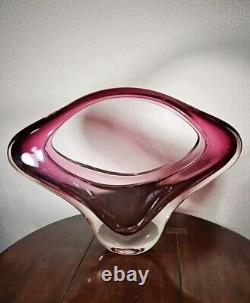 Vintage Huge XXL 1970's Art Glass UV Sensitive Cased Sommerso Centrepiece Vase