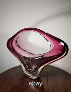 Vintage Huge XXL 1970's Art Glass UV Sensitive Cased Sommerso Centrepiece Vase