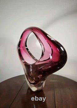 Vintage Huge XXL 1970's Art Glass UV Sensitive Cased Sommerso Centrepiece Vase