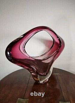 Vintage Huge XXL 1970's Art Glass UV Sensitive Cased Sommerso Centrepiece Vase