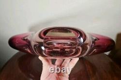 Vintage Huge XXL 1970's Art Glass UV Sensitive Cased Sommerso Centrepiece Vase