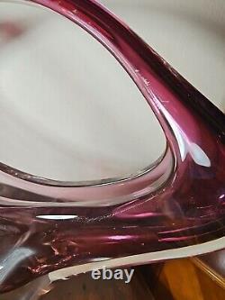 Vintage Huge XXL 1970's Art Glass UV Sensitive Cased Sommerso Centrepiece Vase