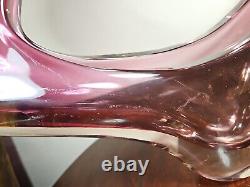 Vintage Huge XXL 1970's Art Glass UV Sensitive Cased Sommerso Centrepiece Vase