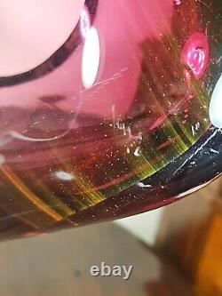 Vintage Huge XXL 1970's Art Glass UV Sensitive Cased Sommerso Centrepiece Vase