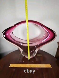 Vintage Huge XXL 1970's Art Glass UV Sensitive Cased Sommerso Centrepiece Vase