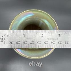 Vintage Iridescent Art Glass Vase Gold Purple Pink Green Luster Signed Fiske'81