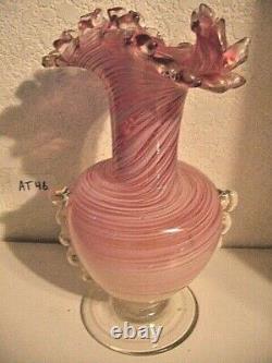 Vintage Italian MURANO Art Glass Swirl Ruffled Vase