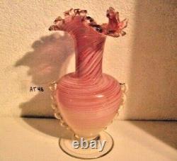 Vintage Italian MURANO Art Glass Swirl Ruffled Vase