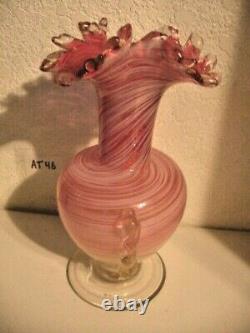 Vintage Italian MURANO Art Glass Swirl Ruffled Vase