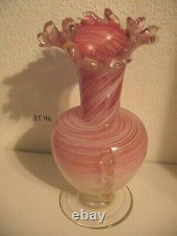 Vintage Italian MURANO Art Glass Swirl Ruffled Vase