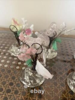 Vintage Italian Murano Art Glass Flower Bouquets Place Card Holders