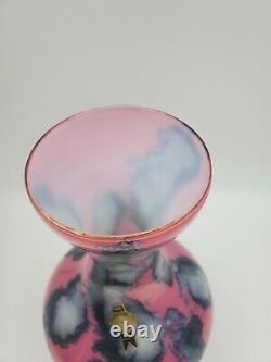 Vintage Italian Opaline Zebra Pink and Gray Opaline Vase MCM