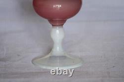 Vintage Italian Pink Opaline Footed Vase 70s 26cm 10.2in Empoli Murano MCM