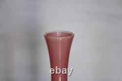 Vintage Italian Pink Opaline Footed Vase 70s 26cm 10.2in Empoli Murano MCM