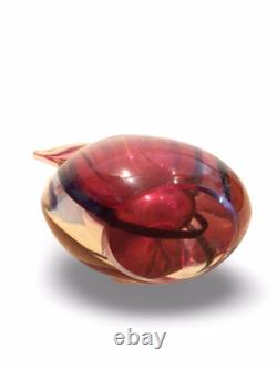 Vintage Italian Pink Sommerso glass vase with pulled and curled rim H17cm XL8cm