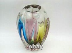 Vintage Japanese Sanyu Narumi heavy art glass vase amber pink blue