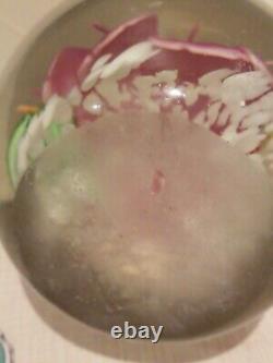 Vintage John Gentile Murano Paperweight Art Glass PINK FLOWER BEES Hornets x 2