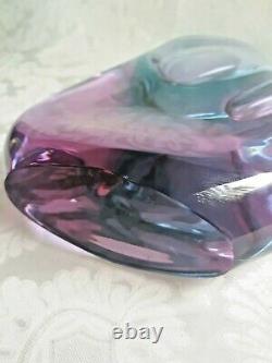 Vintage Josef Cvrcek signed Czech art glass vase pink/blue 29 cm tall