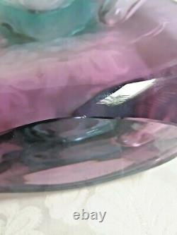 Vintage Josef Cvrcek signed Czech art glass vase pink/blue 29 cm tall