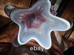 Vintage Josef Hospodka Chribska Czech Art Glass Pink & Green/white Vase