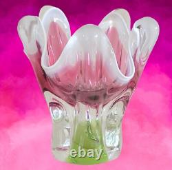 Vintage Josef Hospodka Chribska Heavy Glass Sculptured Vase