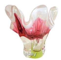 Vintage Josef Hospodka Chribska Heavy Glass Sculptured Vase