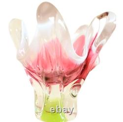 Vintage Josef Hospodka Chribska Heavy Glass Sculptured Vase