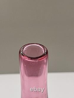 Vintage Josef Shott Smalandshyttan Swedish Pink Sommerso Glass Vase 9 Tall