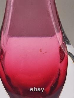 Vintage Josef Shott Smalandshyttan Swedish Pink Sommerso Glass Vase 9 Tall