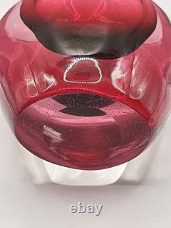 Vintage Josef Shott Smalandshyttan Swedish Pink Sommerso Glass Vase 9 Tall