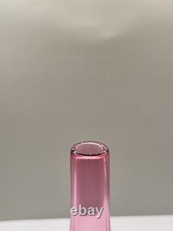 Vintage Josef Shott Smalandshyttan Swedish Pink Sommerso Glass Vase 9 Tall