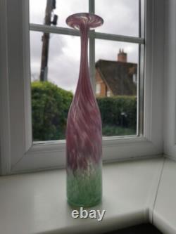 Vintage Kerry Glass Ireland Pink, Green & White Attenuated Art Glass Bottle Vase