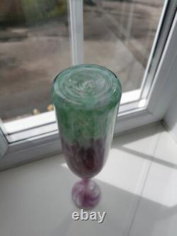 Vintage Kerry Glass Ireland Pink, Green & White Attenuated Art Glass Bottle Vase