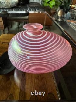 Vintage Kosta Boda Aphrodite Vase In Irridescent Pink Stripes By Bertil Vallien