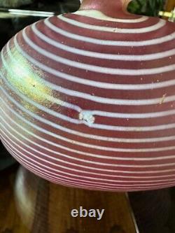 Vintage Kosta Boda Aphrodite Vase In Irridescent Pink Stripes By Bertil Vallien