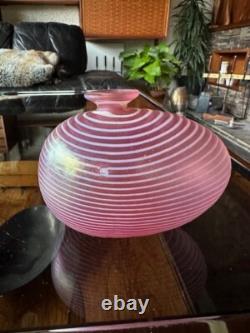 Vintage Kosta Boda Aphrodite Vase In Irridescent Pink Stripes By Bertil Vallien