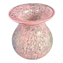 Vintage Kosta Boda Swedish Art Glass Pink Confetti Vase Signed Ulrica Vallien