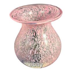 Vintage Kosta Boda Swedish Art Glass Pink Confetti Vase Signed Ulrica Vallien