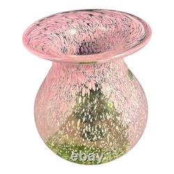 Vintage Kosta Boda Swedish Art Glass Pink Confetti Vase Signed Ulrica Vallien