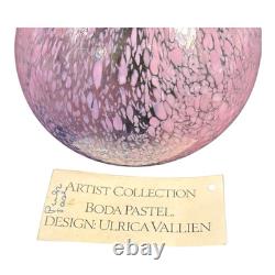 Vintage Kosta Boda Swedish Art Glass Pink Confetti Vase Signed Ulrica Vallien