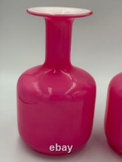 Vintage LSA International Pink Glass Vases Pair Mid Century Modern Art Glass 9