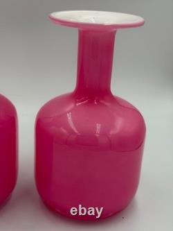 Vintage LSA International Pink Glass Vases Pair Mid Century Modern Art Glass 9