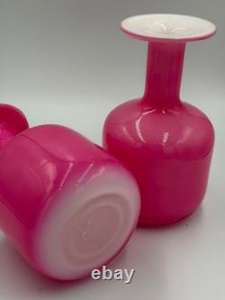 Vintage LSA International Pink Glass Vases Pair Mid Century Modern Art Glass 9